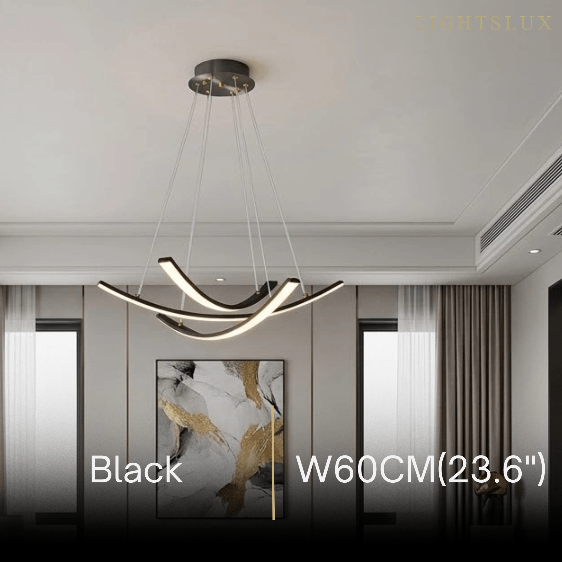 Modern Minimalist Chandelier — Brass Gold for Dining Room/Living Room - Flindria