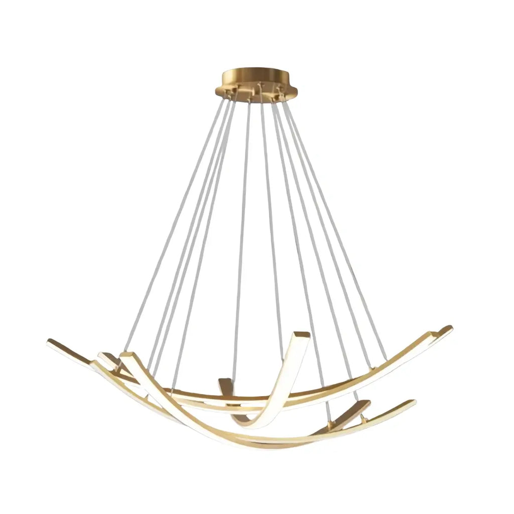 Modern Minimalist Chandelier — Brass Gold for Dining Room/Living Room - Flindria