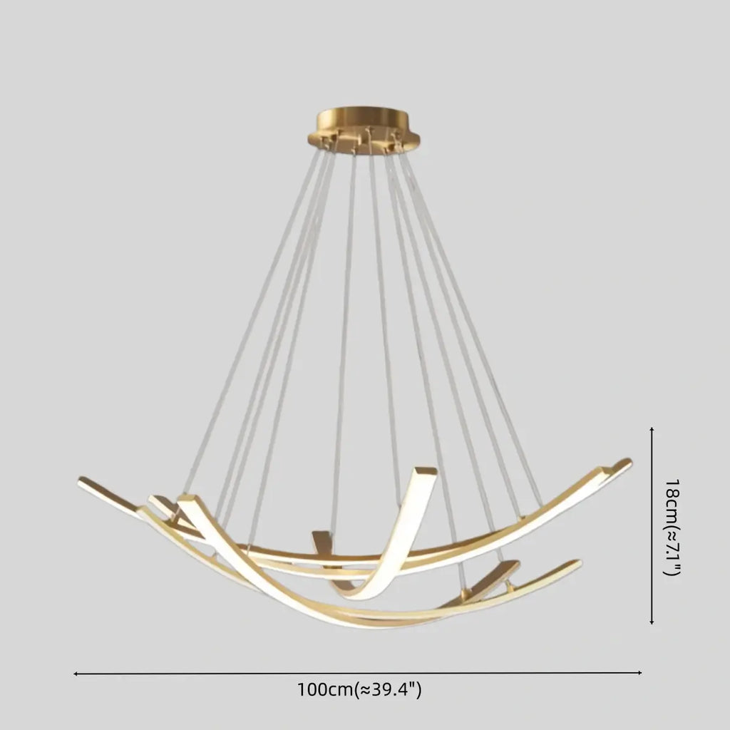 Modern Minimalist Chandelier — Brass Gold for Dining Room/Living Room - Flindria