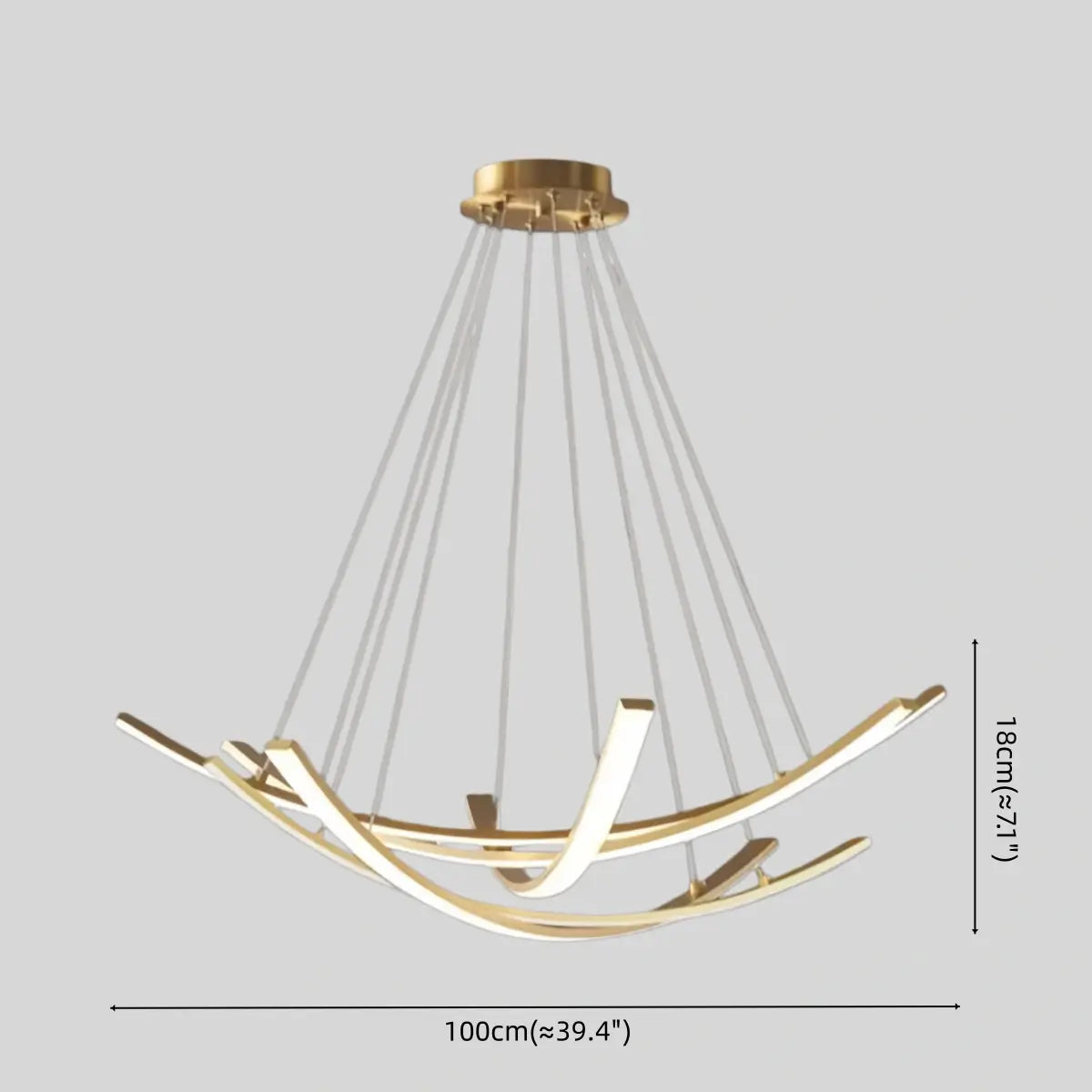 Modern Minimalist Chandelier — Brass Gold for Dining Room/Living Room - Flindria