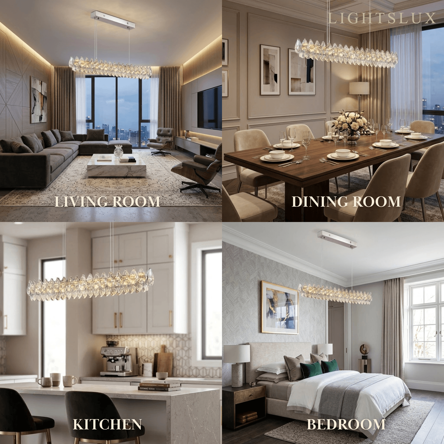 Moderne luxe hanglamp — koolstofstaal en K9 kristal helder voor eetkamer - Flindria