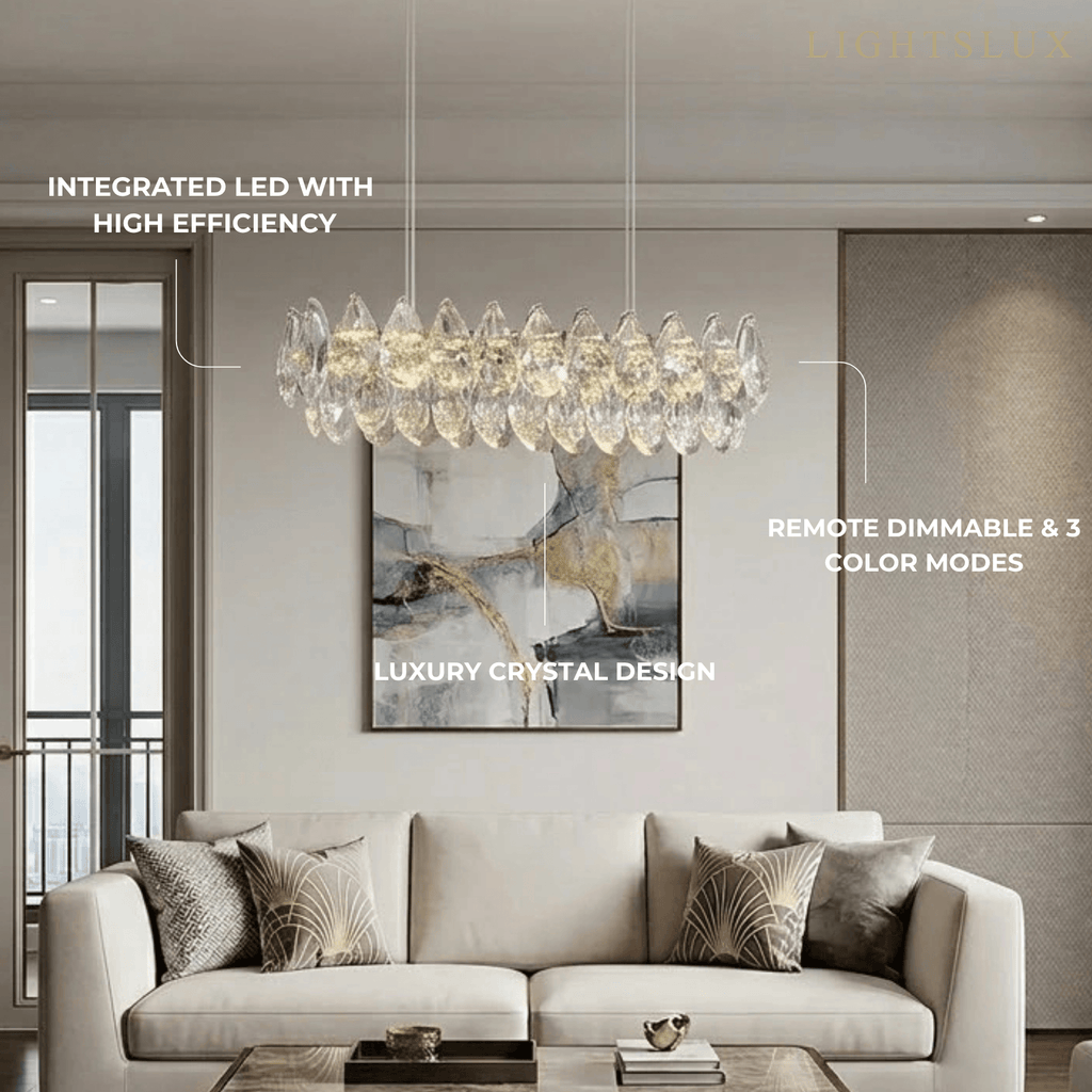 Moderne luxe hanglamp — koolstofstaal en K9 kristal helder voor eetkamer - Flindria