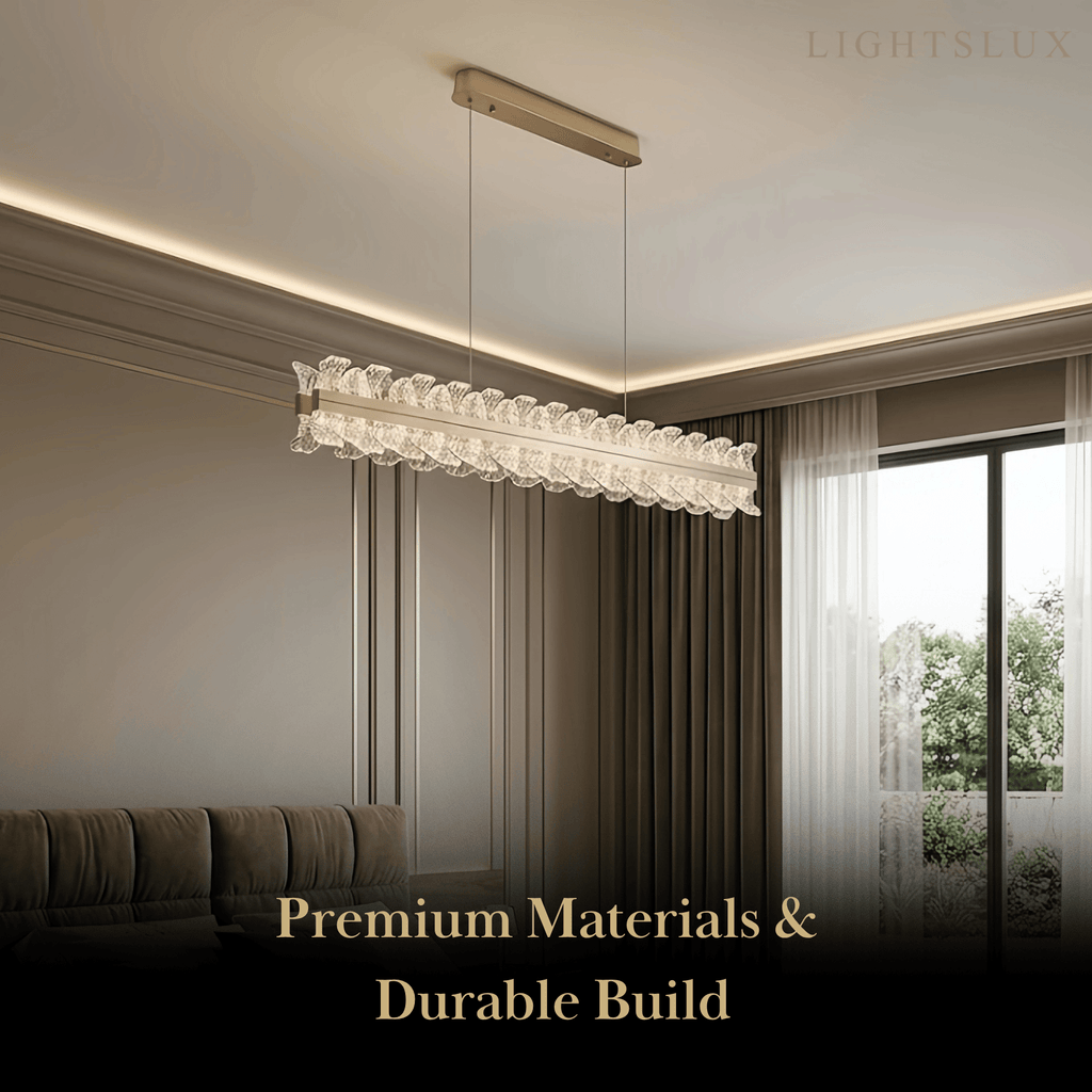 Lustre de Pendentes Moderno – Anel Dourado Rosa / Linear para Sala de Estar / Sala de Jantar - Flindria