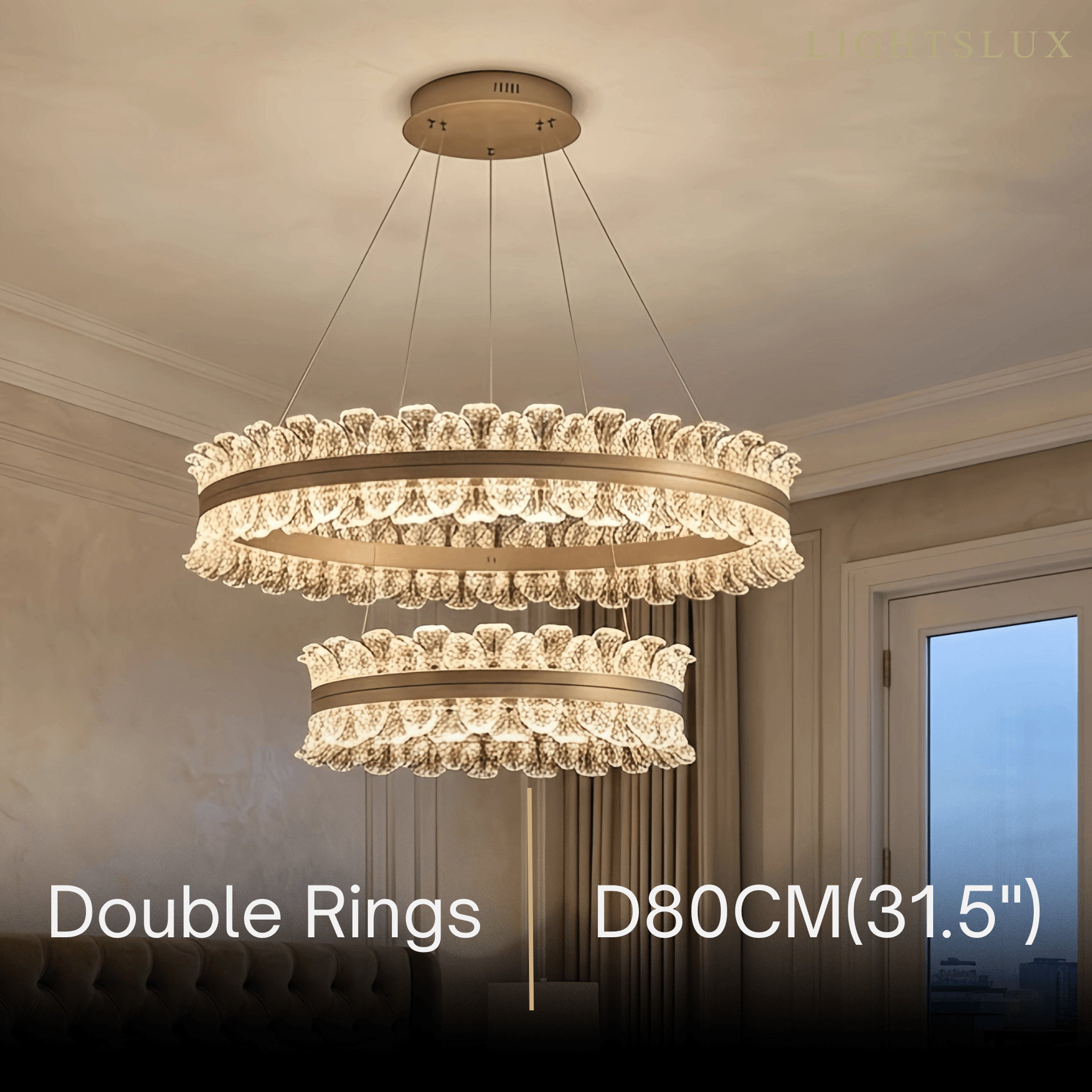 Lustre de Pendentes Moderno – Anel Dourado Rosa / Linear para Sala de Estar / Sala de Jantar - Flindria