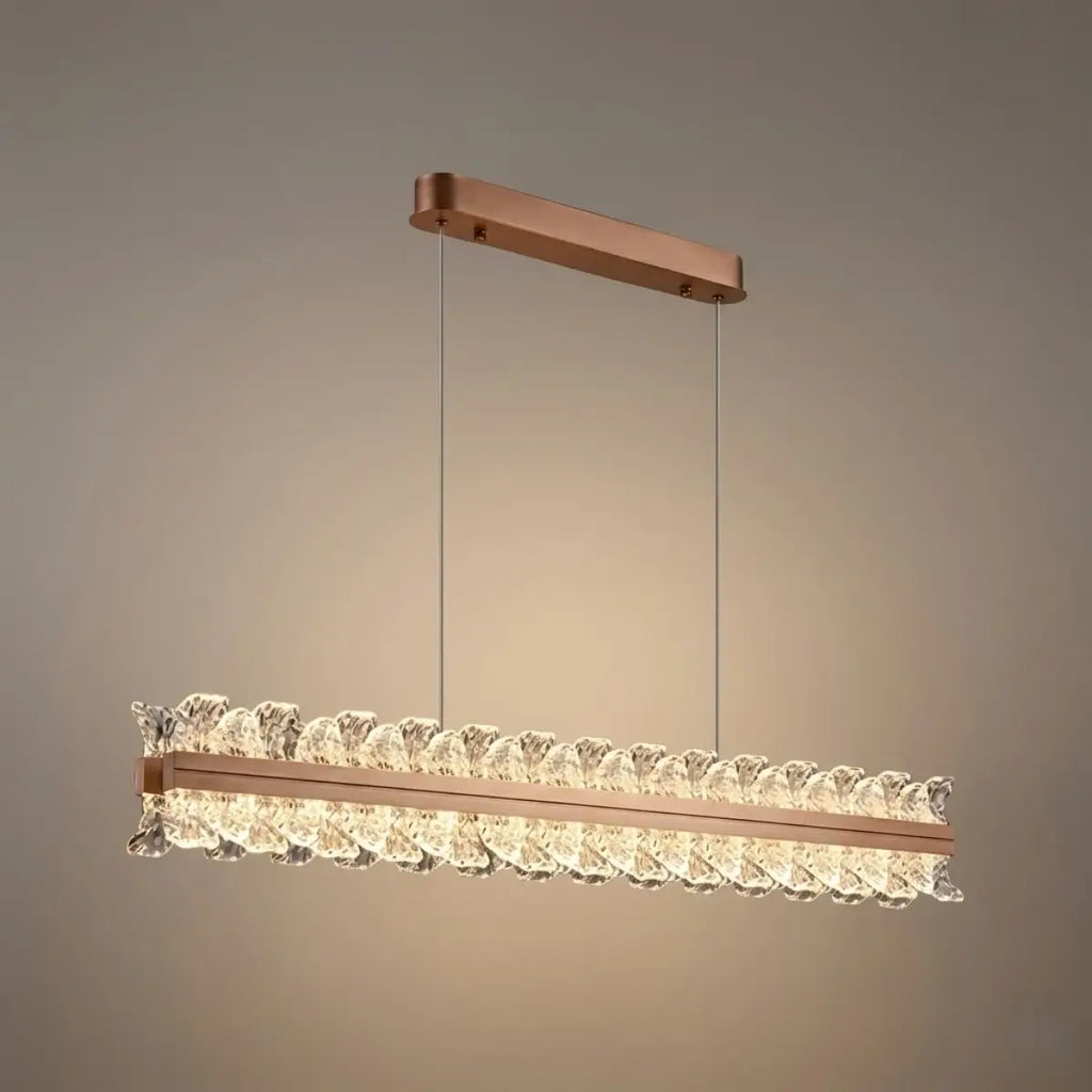 Lustre de Pendentes Moderno – Anel Dourado Rosa / Linear para Sala de Estar / Sala de Jantar - Flindria
