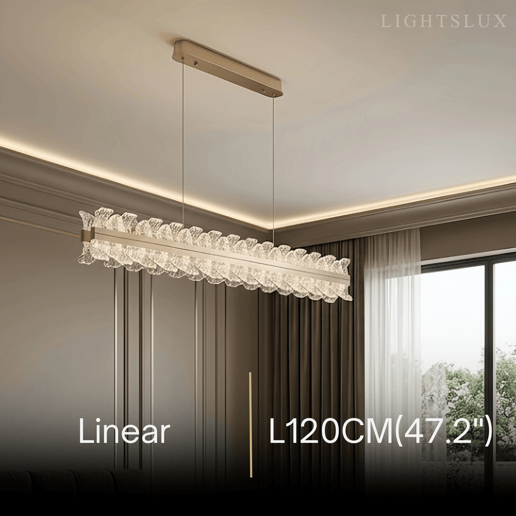 Lustre de Pendentes Moderno – Anel Dourado Rosa / Linear para Sala de Estar / Sala de Jantar - Flindria