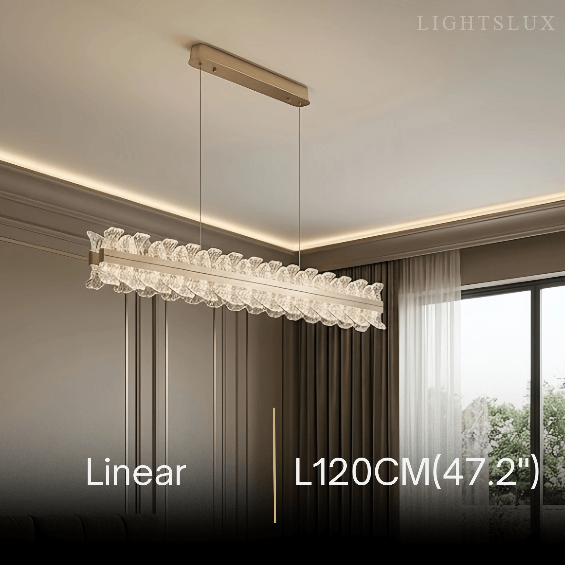 Lustre de Pendentes Moderno – Anel Dourado Rosa / Linear para Sala de Estar / Sala de Jantar - Flindria