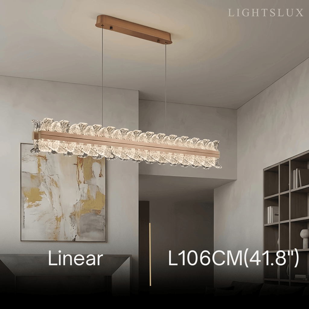 Lustre de Pendentes Moderno – Anel Dourado Rosa / Linear para Sala de Estar / Sala de Jantar - Flindria