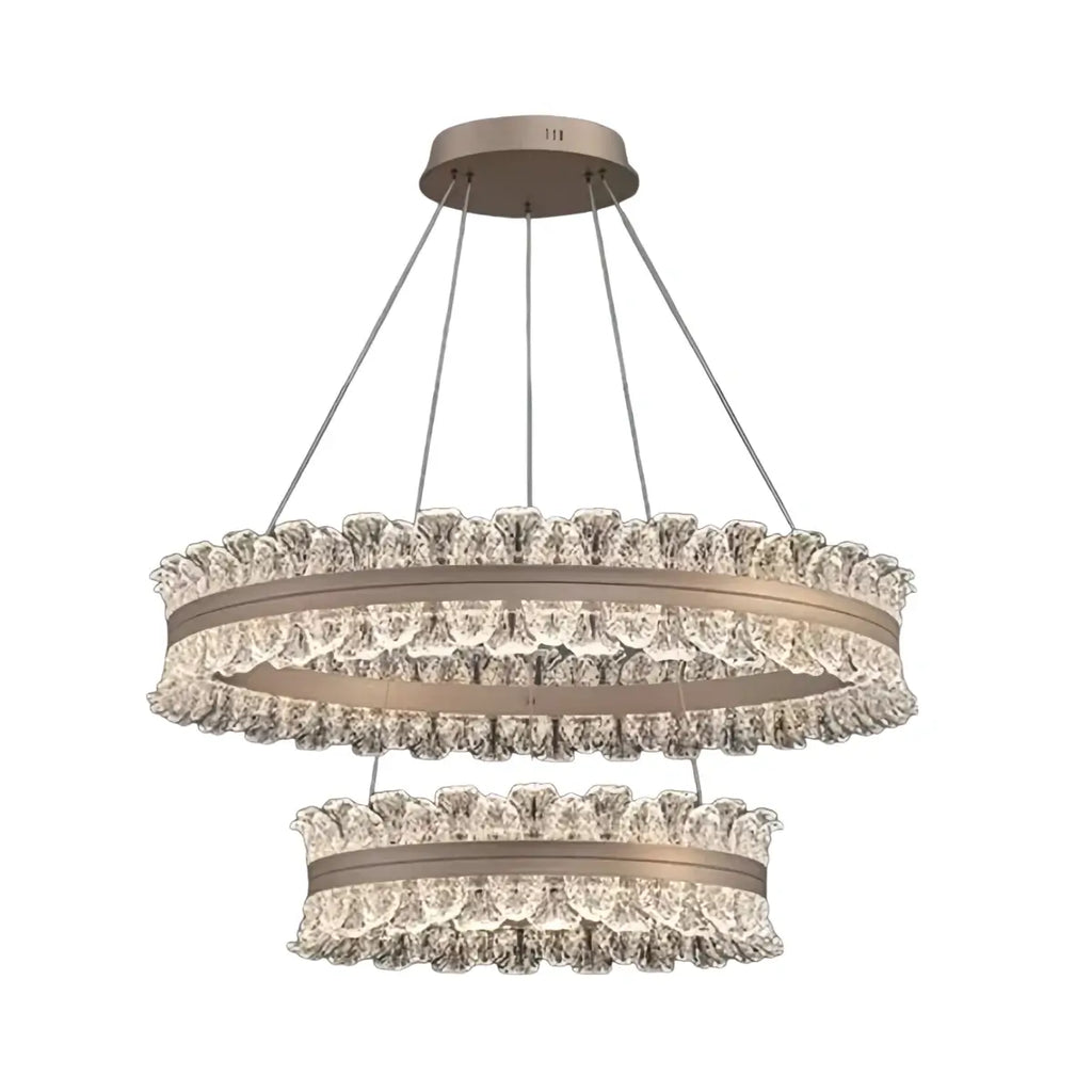 Lustre de Pendentes Moderno – Anel Dourado Rosa / Linear para Sala de Estar / Sala de Jantar - Flindria