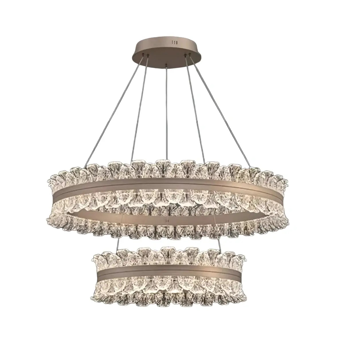 Lustre de Pendentes Moderno – Anel Dourado Rosa / Linear para Sala de Estar / Sala de Jantar - Flindria