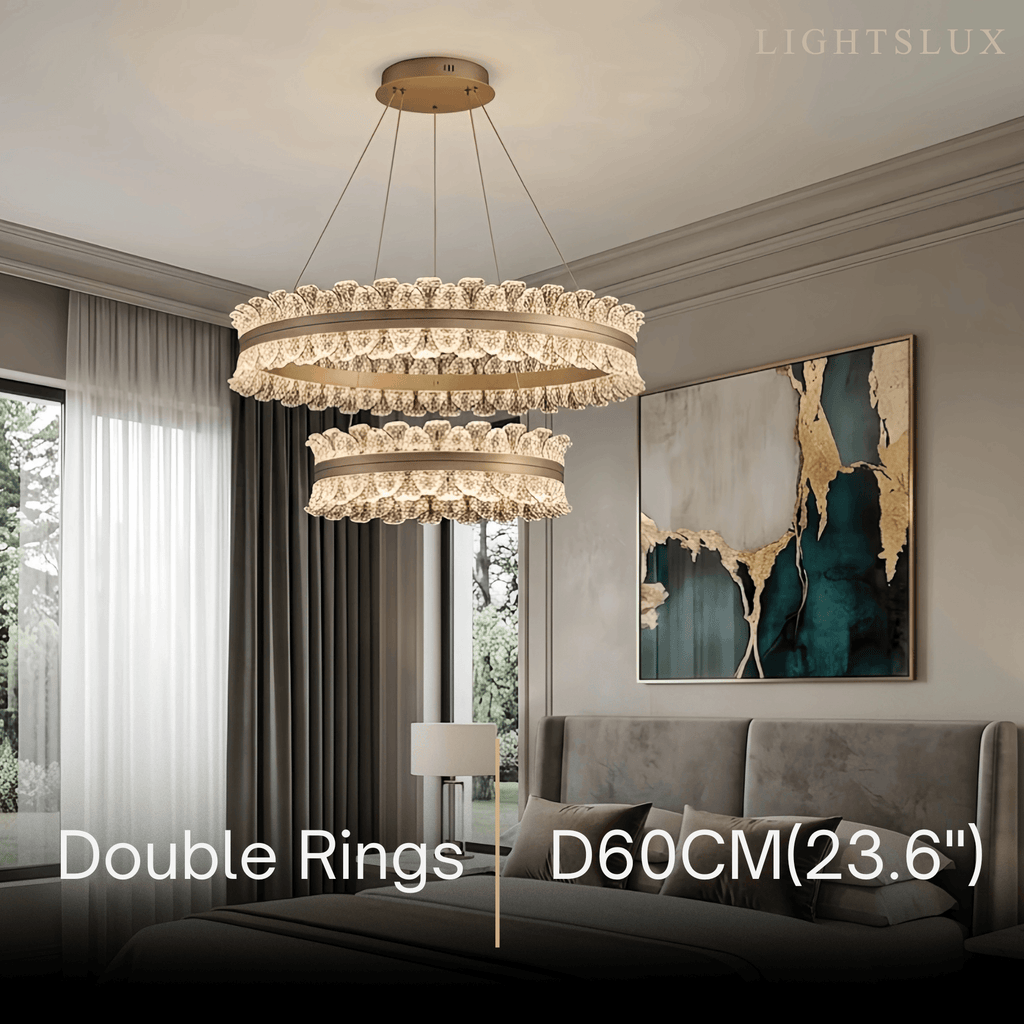 Lustre de Pendentes Moderno – Anel Dourado Rosa / Linear para Sala de Estar / Sala de Jantar - Flindria