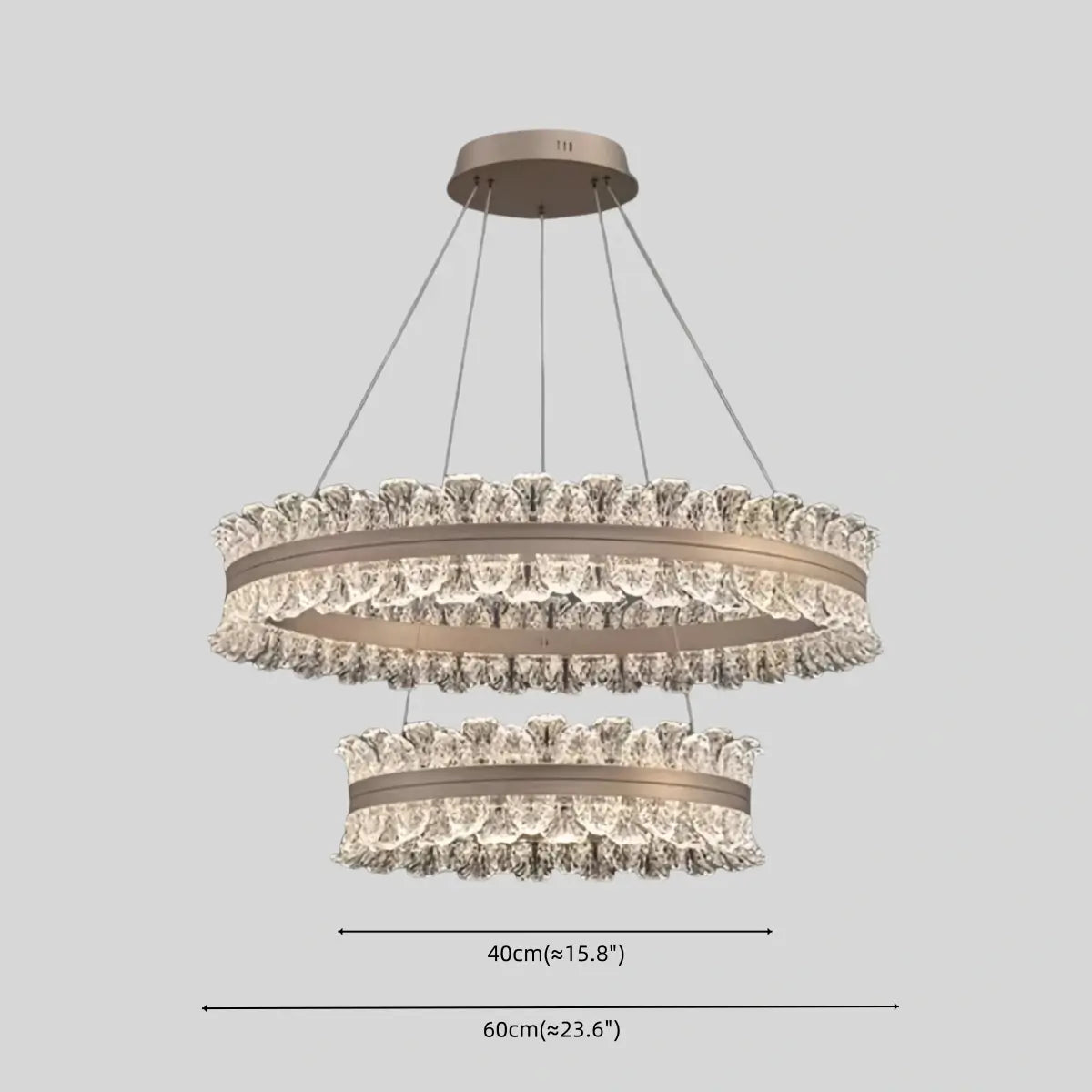 Lustre de Pendentes Moderno – Anel Dourado Rosa / Linear para Sala de Estar / Sala de Jantar - Flindria