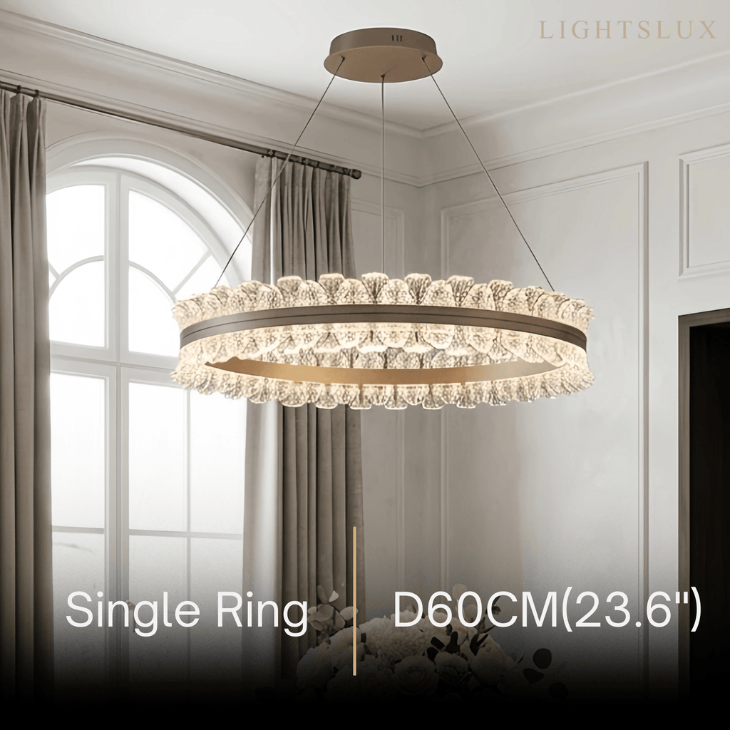 Lustre de Pendentes Moderno – Anel Dourado Rosa / Linear para Sala de Estar / Sala de Jantar - Flindria