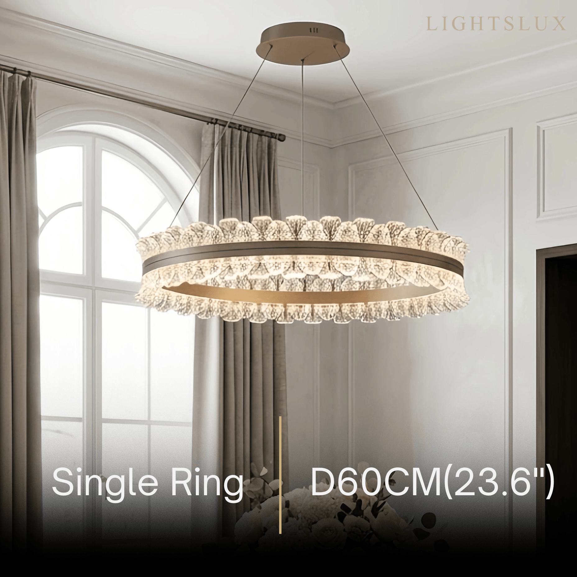 Lustre de Pendentes Moderno – Anel Dourado Rosa / Linear para Sala de Estar / Sala de Jantar - Flindria