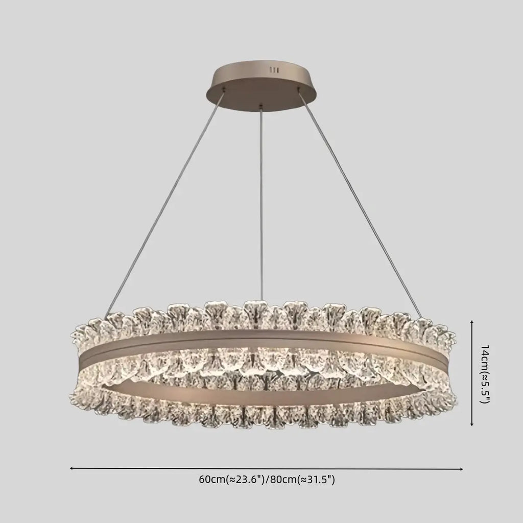 Lustre de Pendentes Moderno – Anel Dourado Rosa / Linear para Sala de Estar / Sala de Jantar - Flindria