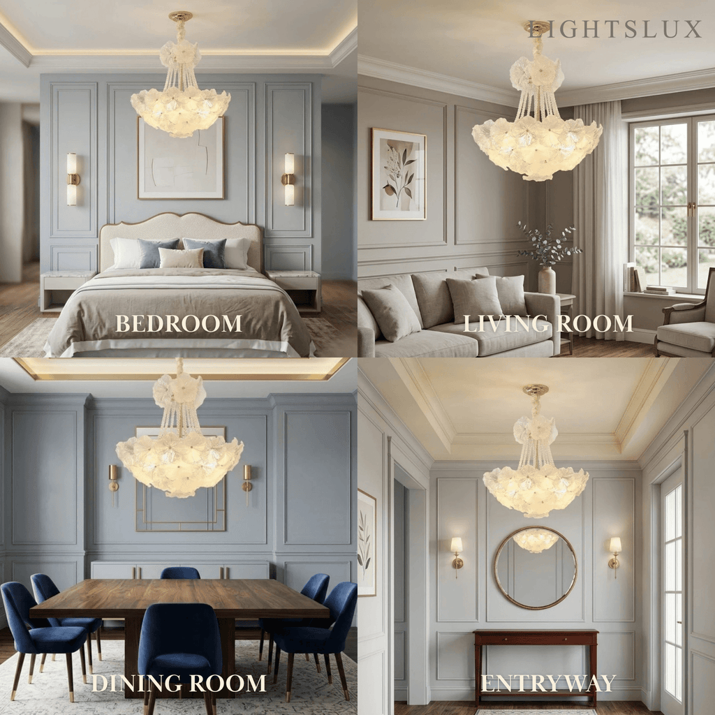 Lámpara de araña de cristal elegante -- Hierro y vidrio para comedor y sala de estar - Flindria