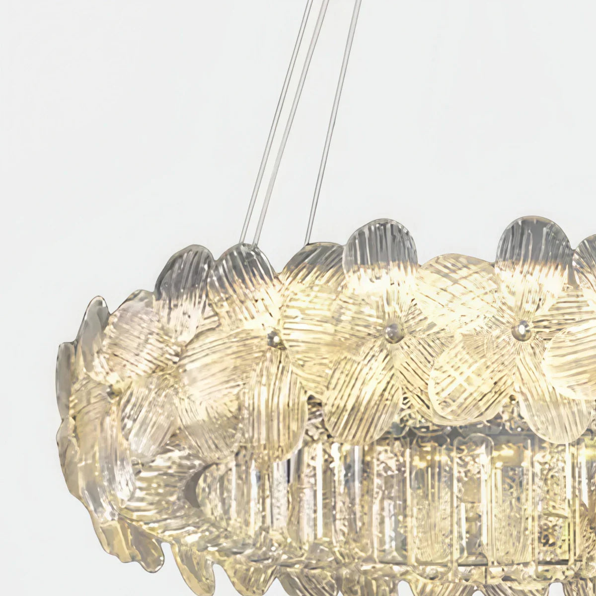 Moderne luksus krystal lysekrone -- Rustfrit stål & glas til stuen - Flindria