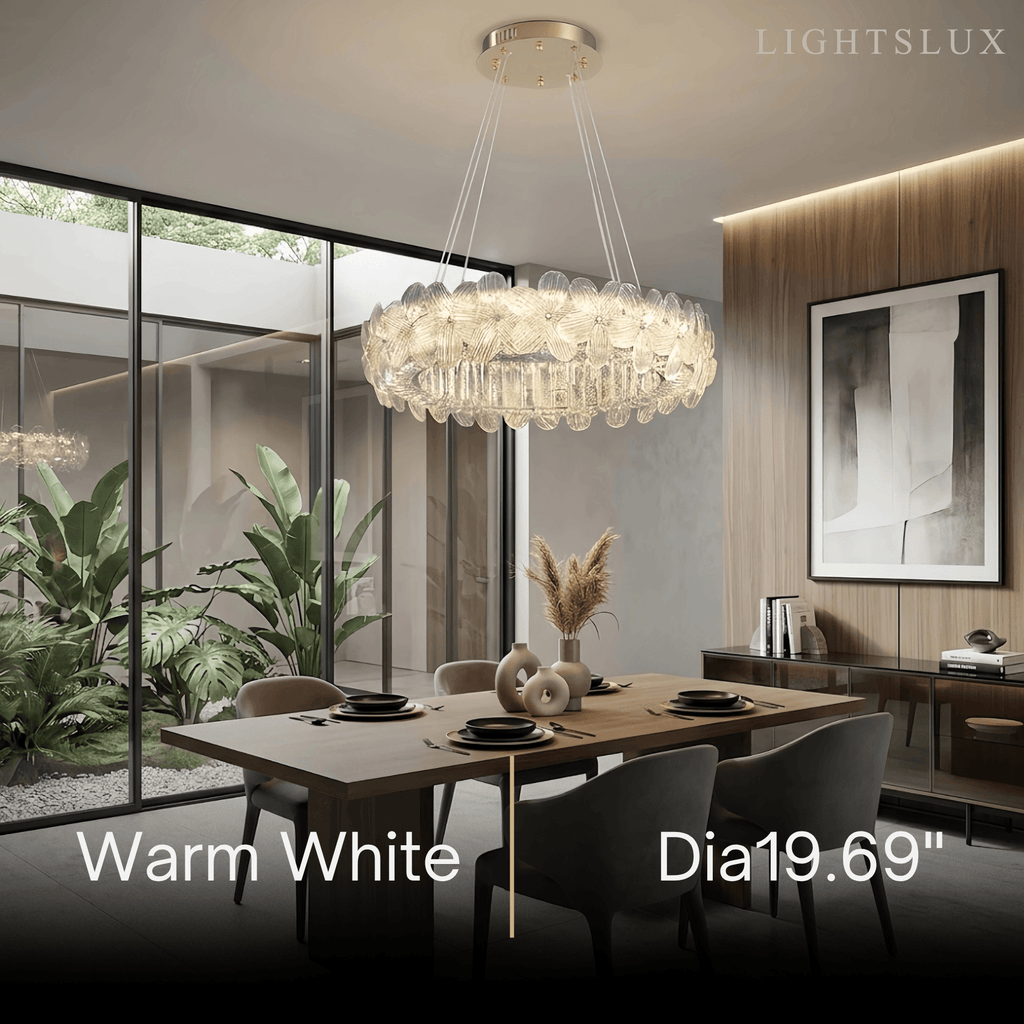 Moderne luksus krystal lysekrone -- Rustfrit stål & glas til stuen - Flindria