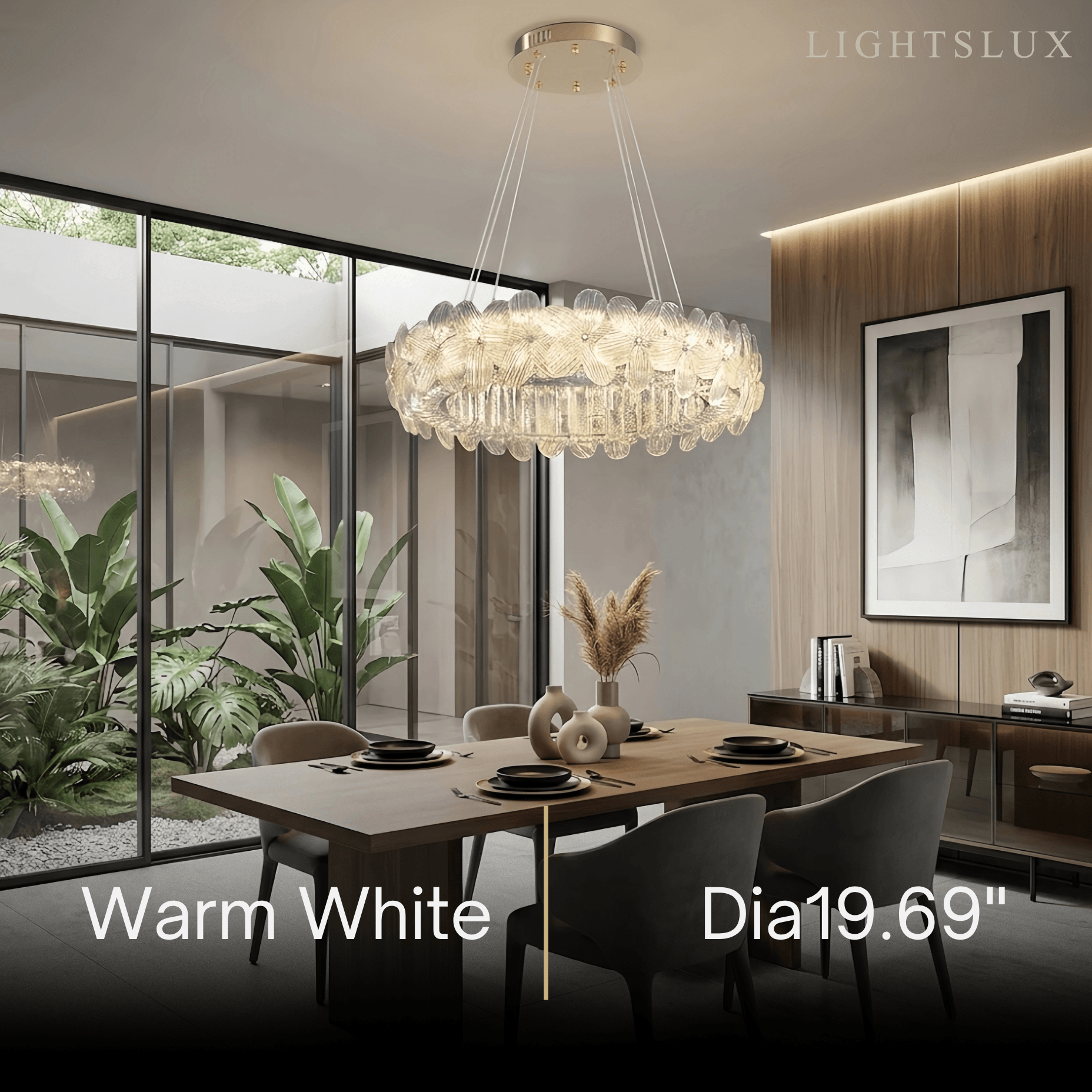 Moderne luksus krystal lysekrone -- Rustfrit stål & glas til stuen - Flindria