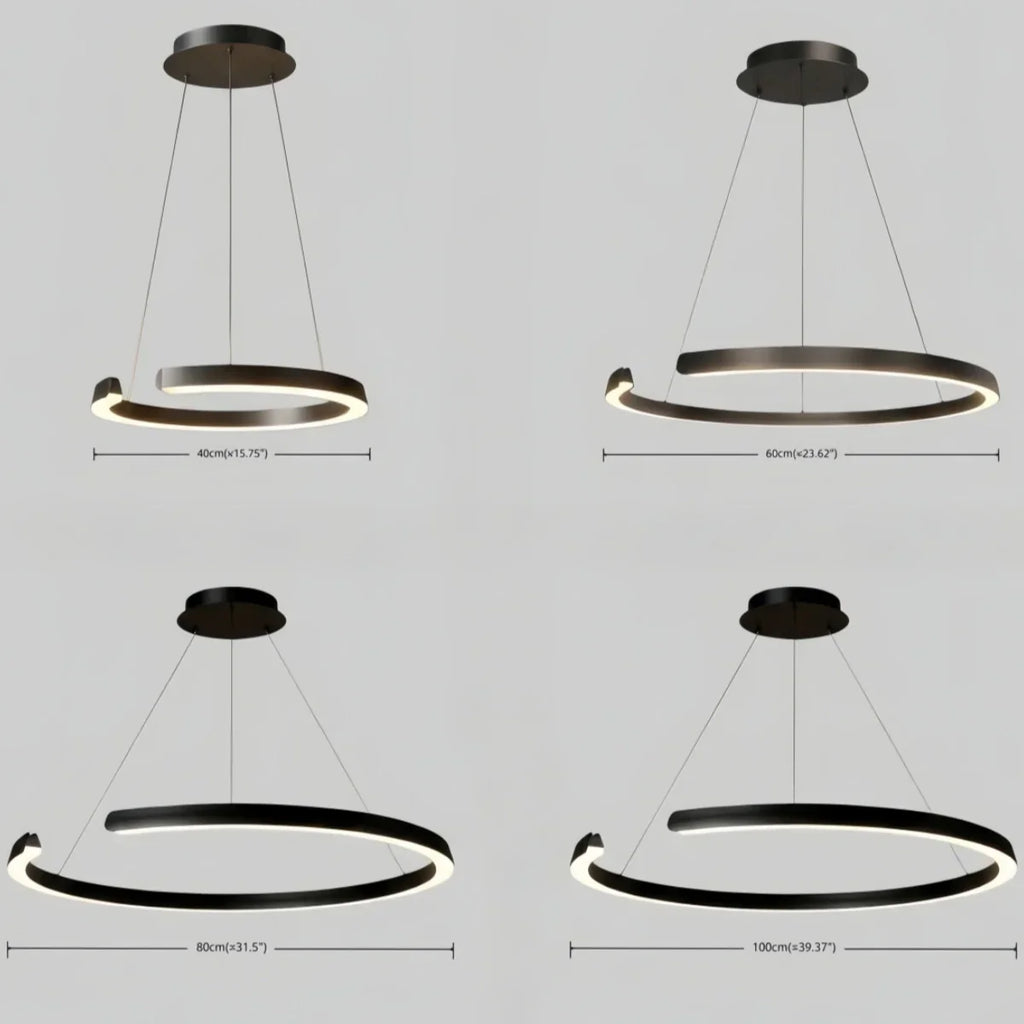 Modern Multi-Ring Chandelier – C-Shape Black Aluminum for Living Room / Dining Room - Flindria