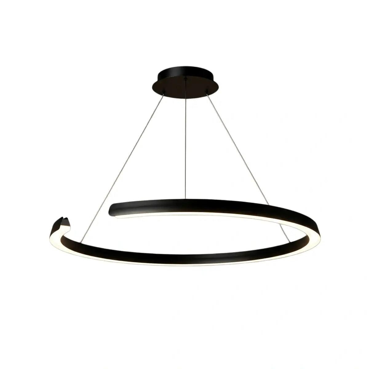 Modern Multi-Ring Chandelier – C-Shape Black Aluminum for Living Room / Dining Room - Flindria