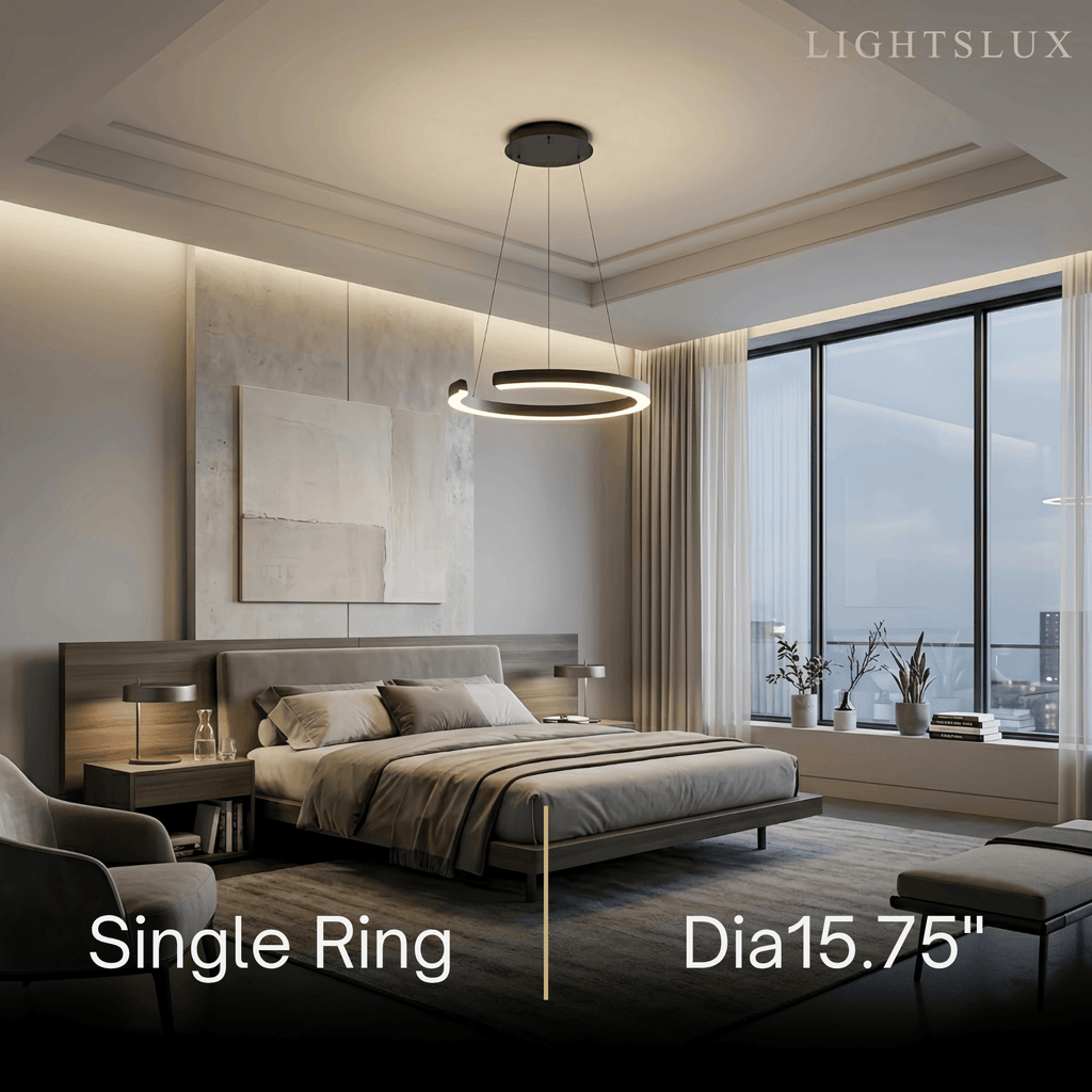 Modern Multi-Ring Chandelier – C-Shape Black Aluminum for Living Room / Dining Room - Flindria