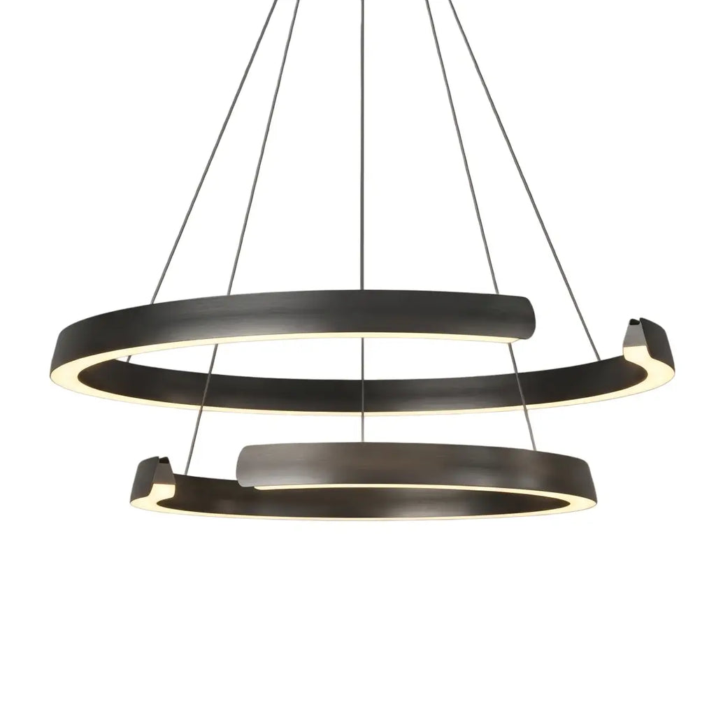Modern Multi-Ring Chandelier – C-Shape Black Aluminum for Living Room / Dining Room - Flindria