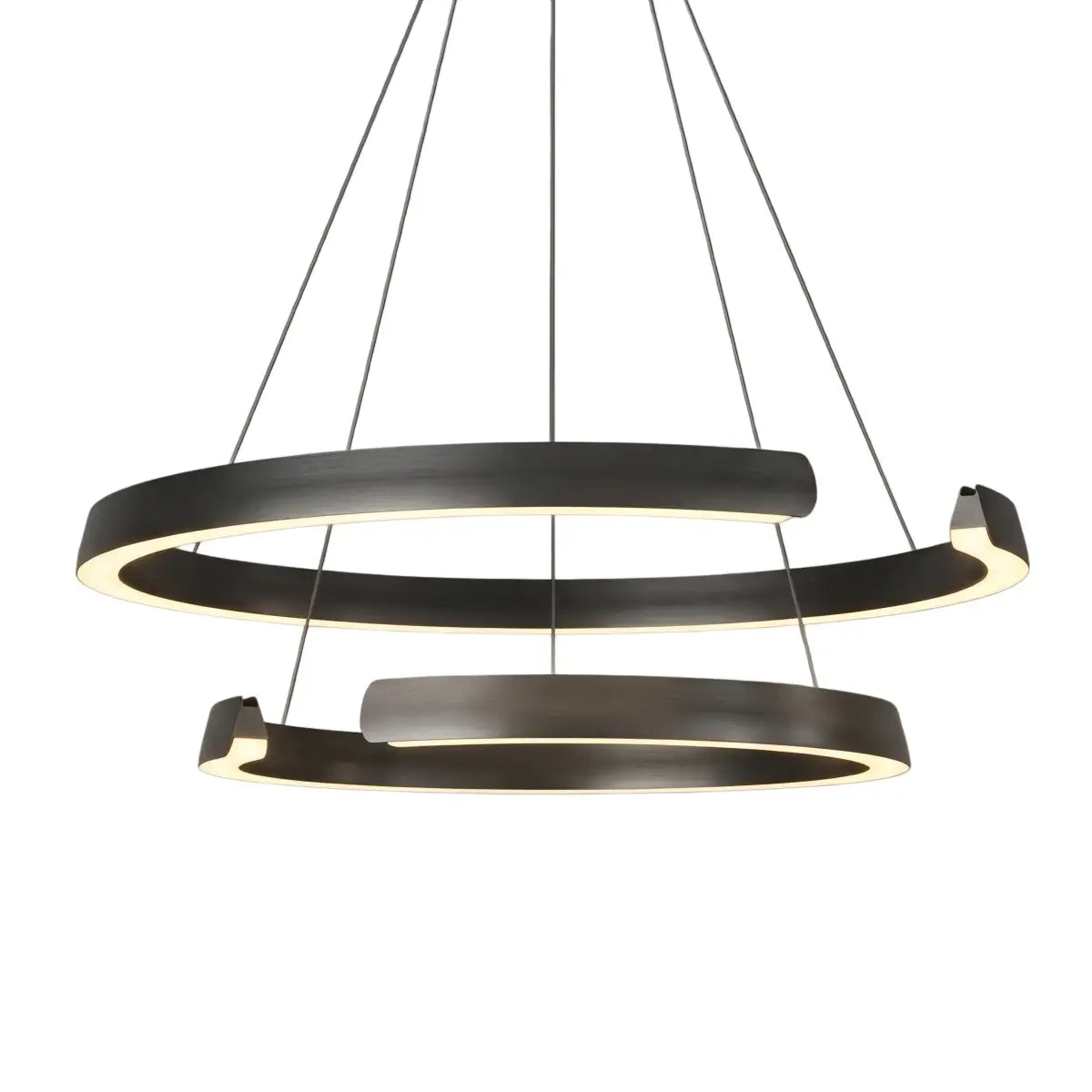 Modern Multi-Ring Chandelier – C-Shape Black Aluminum for Living Room / Dining Room - Flindria