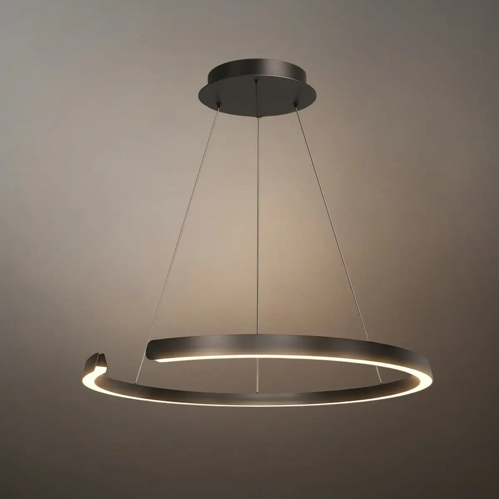 Modern Multi-Ring Chandelier – C-Shape Black Aluminum for Living Room / Dining Room - Flindria