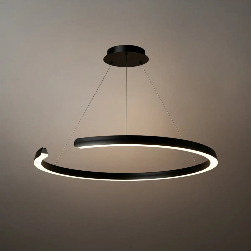 Modern Multi-Ring Chandelier – C-Shape Black Aluminum for Living Room / Dining Room - Flindria
