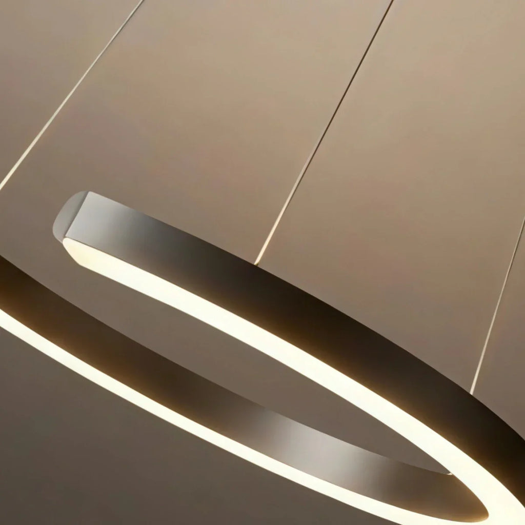 Modern Multi-Ring Chandelier – C-Shape Black Aluminum for Living Room / Dining Room - Flindria