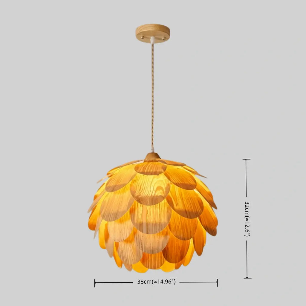 Japandi Wood Pendant Light -- Natural Wood Finish for Dining Room - Flindria