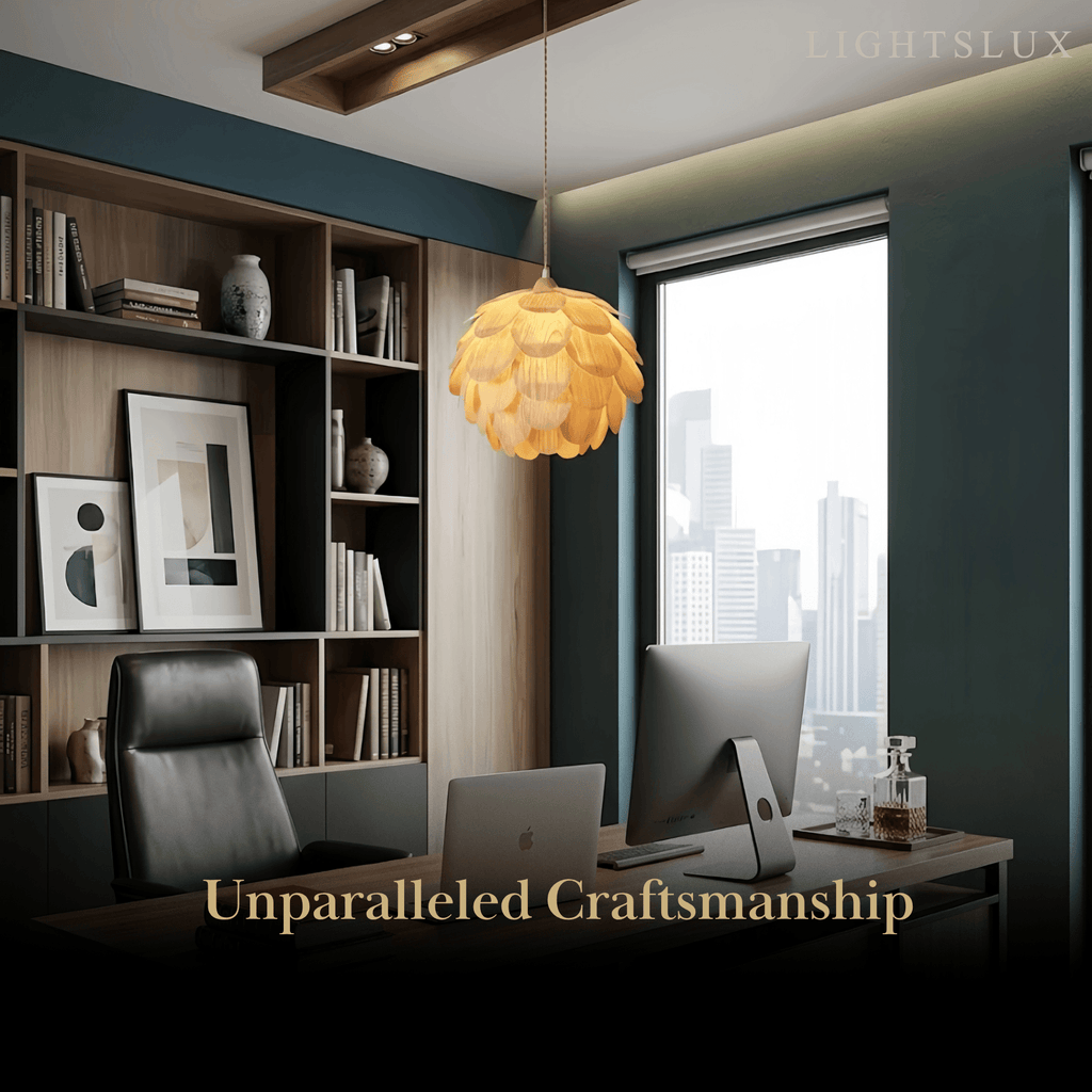 Japandi Wood Pendant Light -- Natural Wood Finish for Dining Room - Flindria