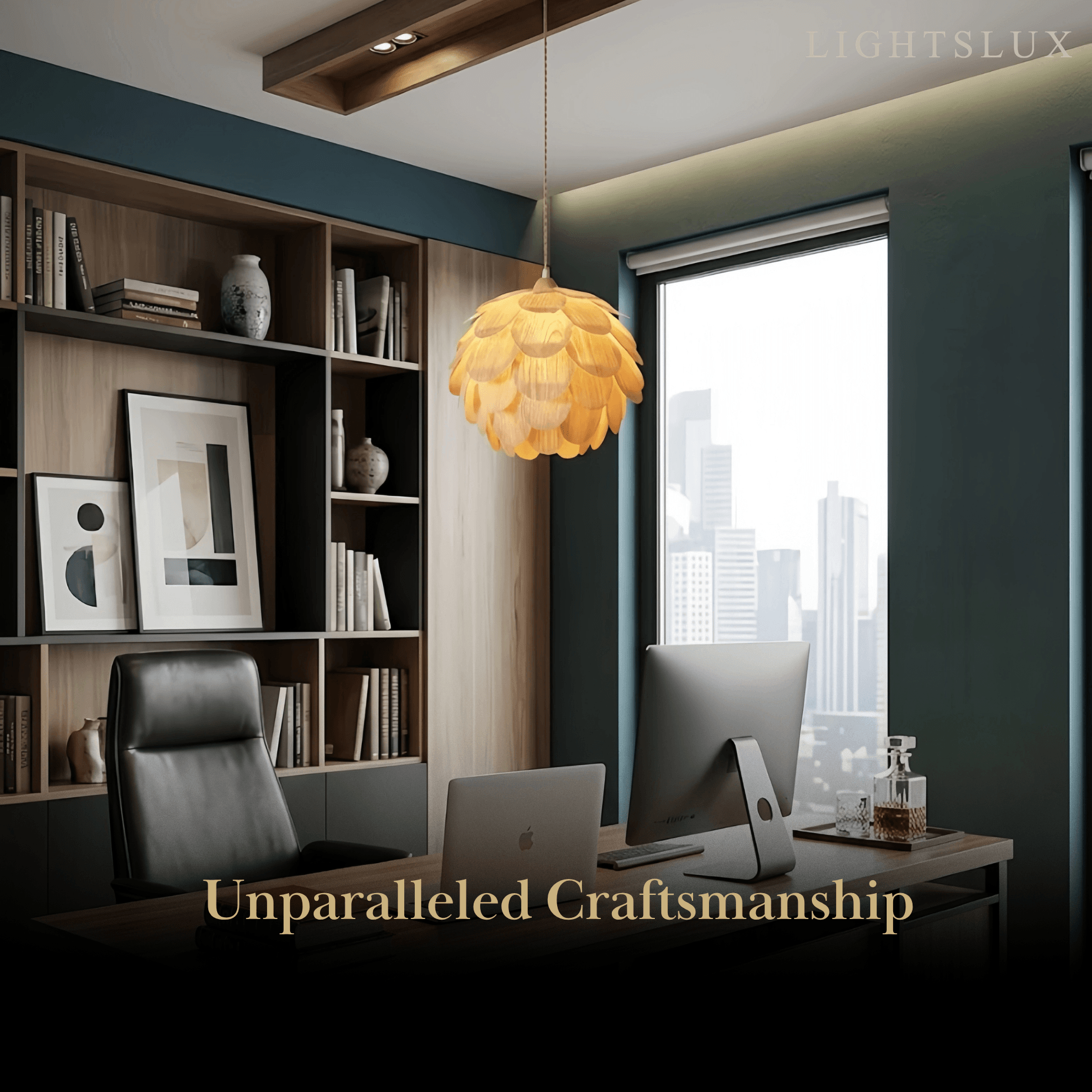 Japandi Wood Pendant Light -- Natural Wood Finish for Dining Room - Flindria