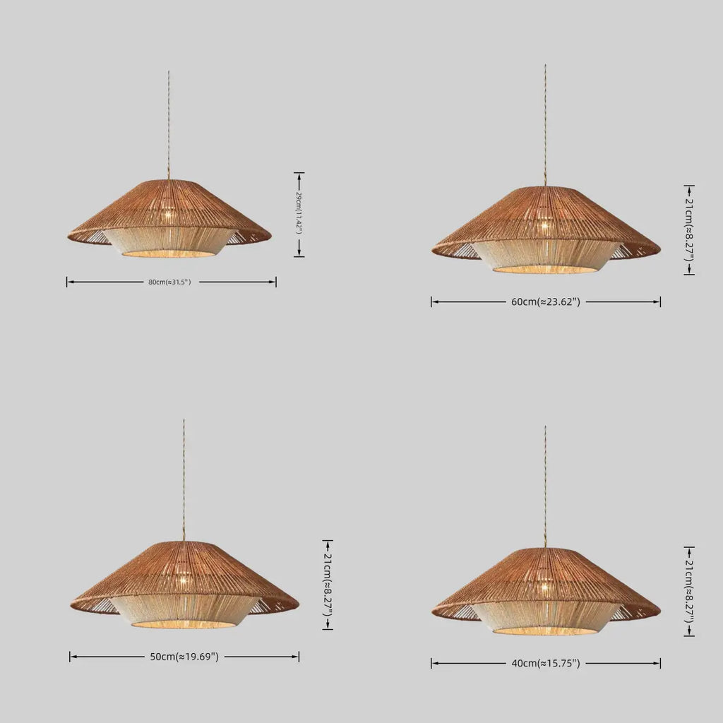 Natural Hemp Rope Pendant Light --  Linen+Beige/Red Color for Dining Room - Flindria