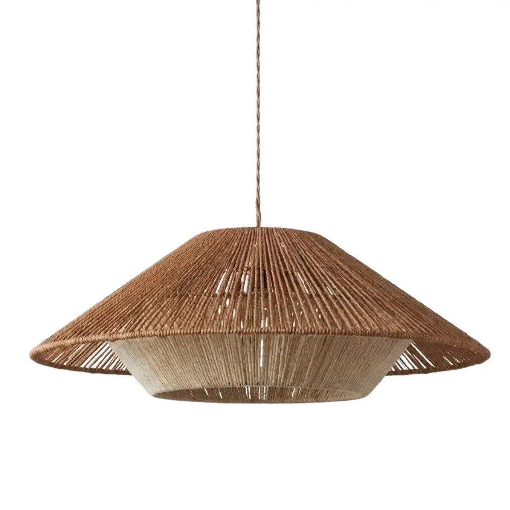 Natural Hemp Rope Pendant Light --  Linen+Beige/Red Color for Dining Room - Flindria
