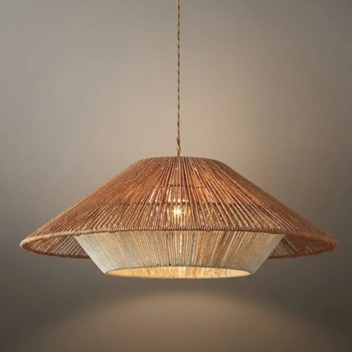 Natural Hemp Rope Pendant Light --  Linen+Beige/Red Color for Dining Room - Flindria