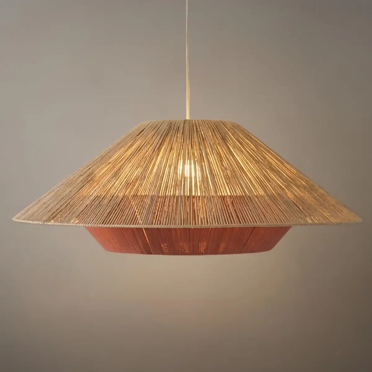 Natural Hemp Rope Pendant Light --  Linen+Beige/Red Color for Dining Room - Flindria