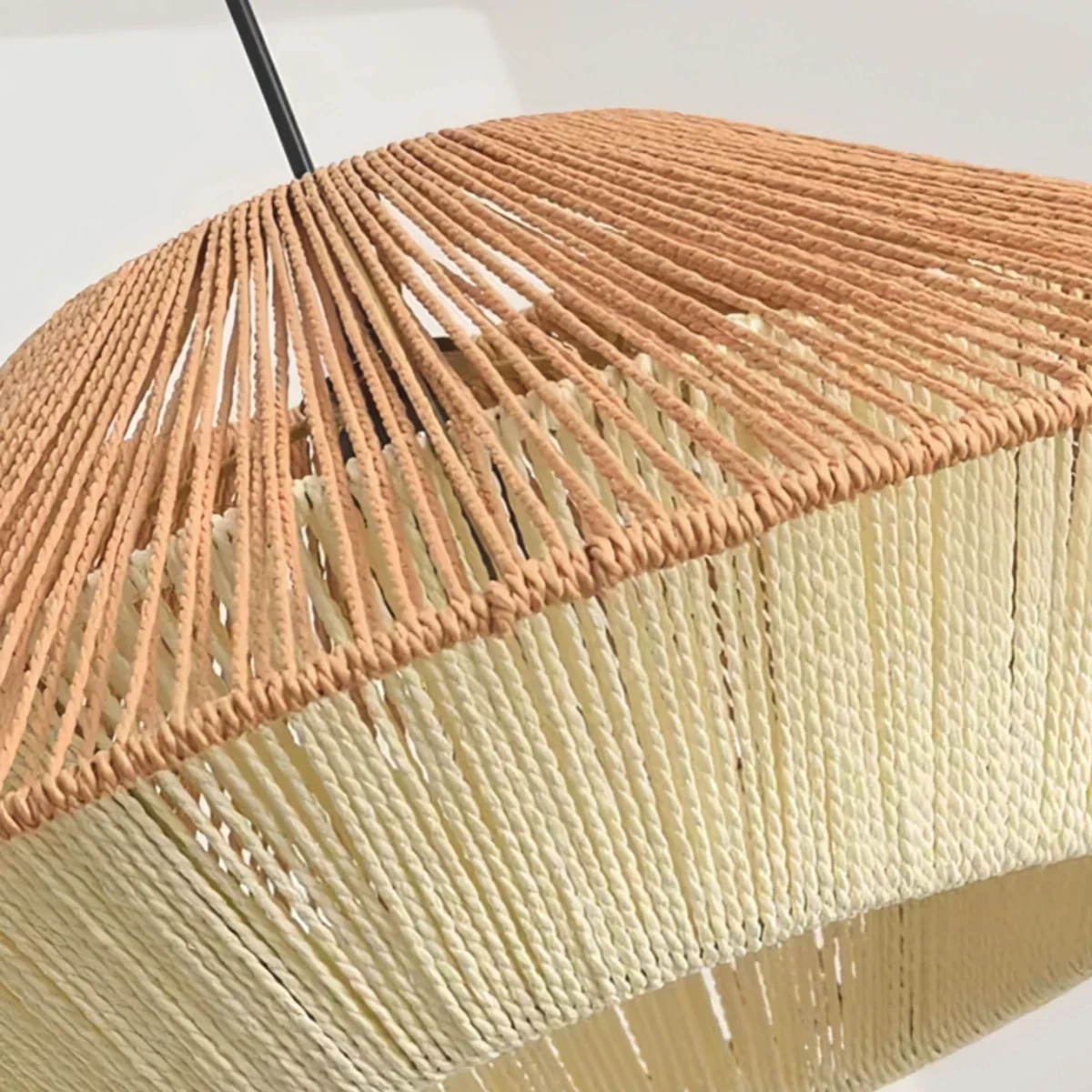 Natural Hemp Rope Pendant Light --  Linen+Beige/Red Color for Dining Room - Flindria