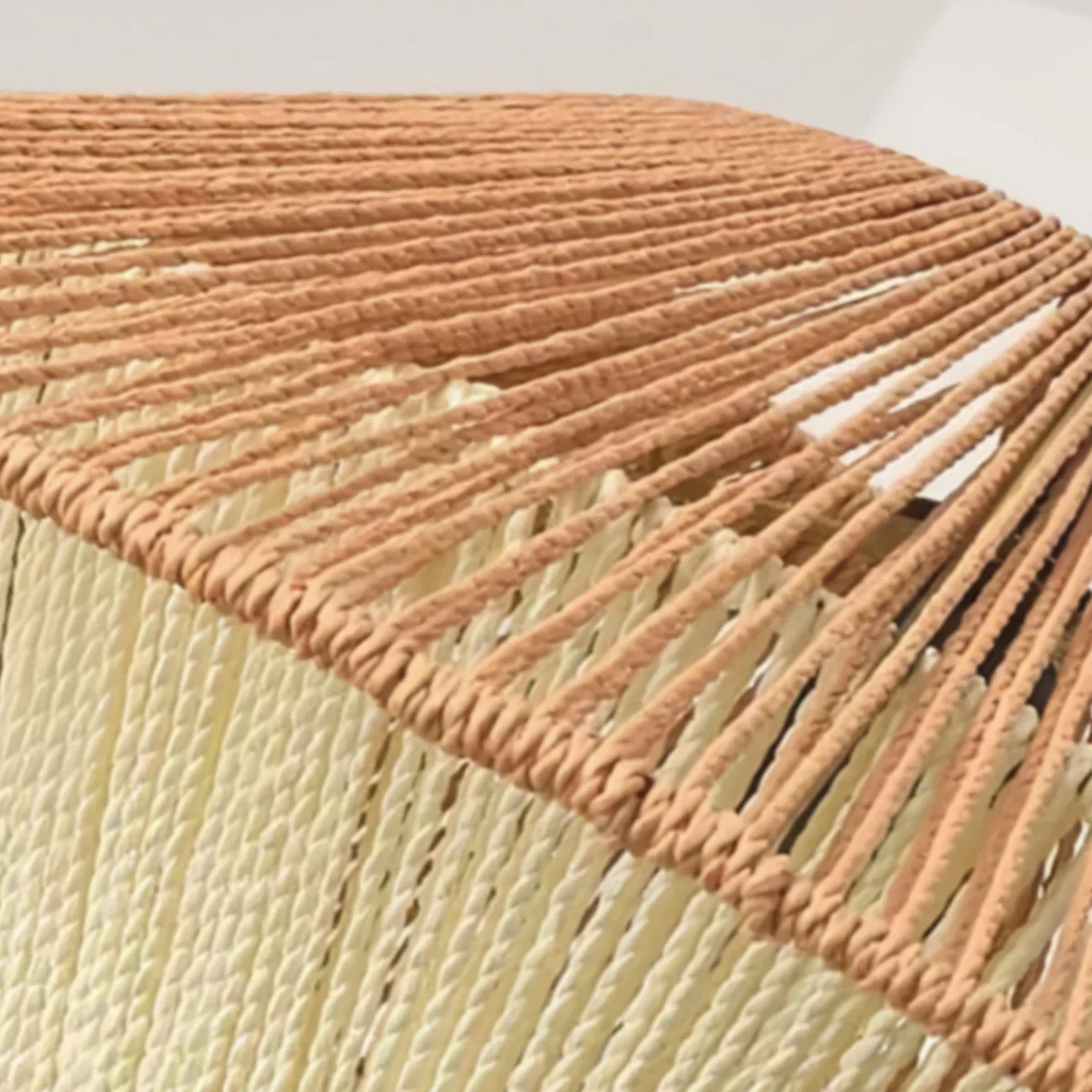 Natural Hemp Rope Pendant Light --  Linen+Beige/Red Color for Dining Room - Flindria