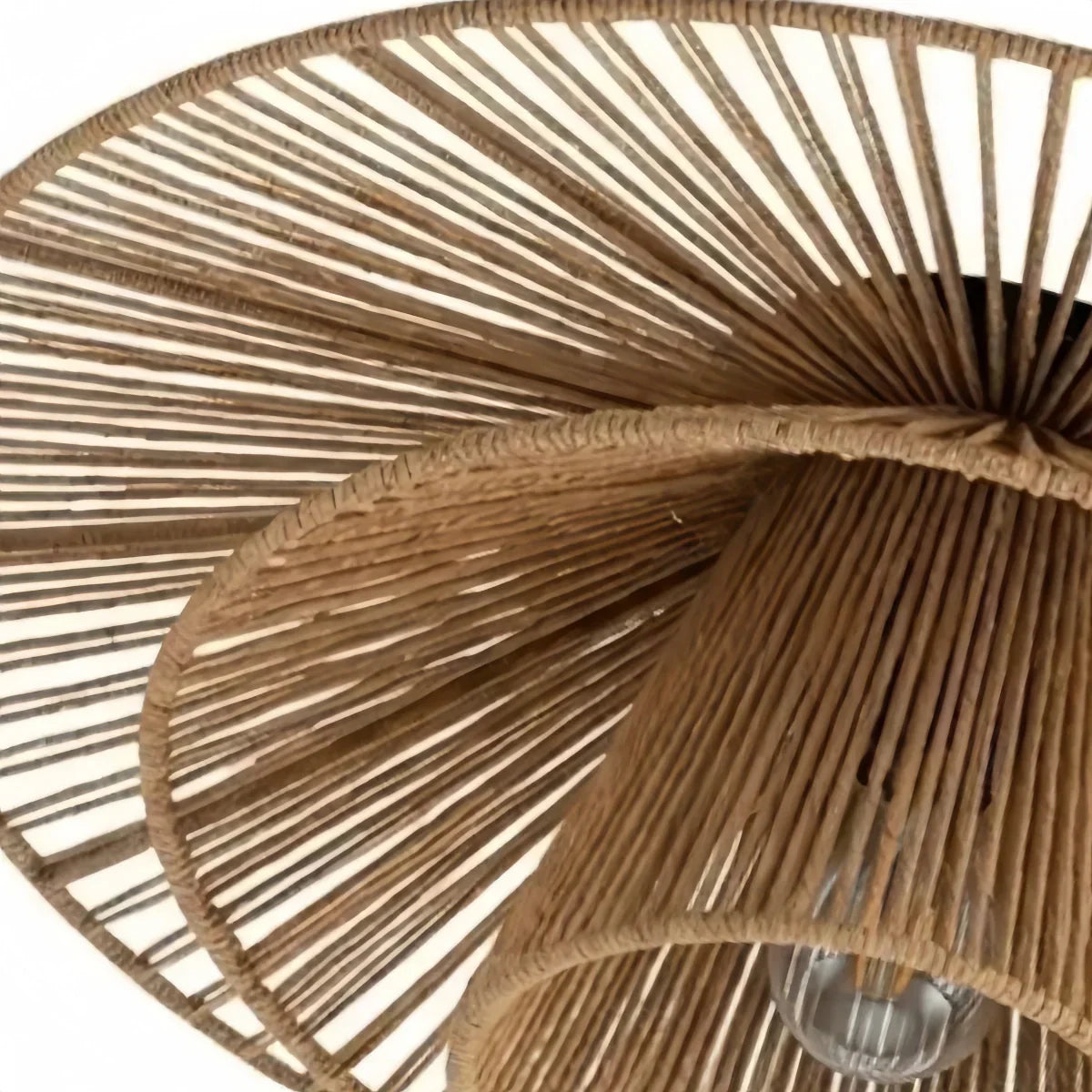 Natural Hemp Rope Flush Mount Ceiling Light -- Woven Linen Color for Bedroom - Flindria