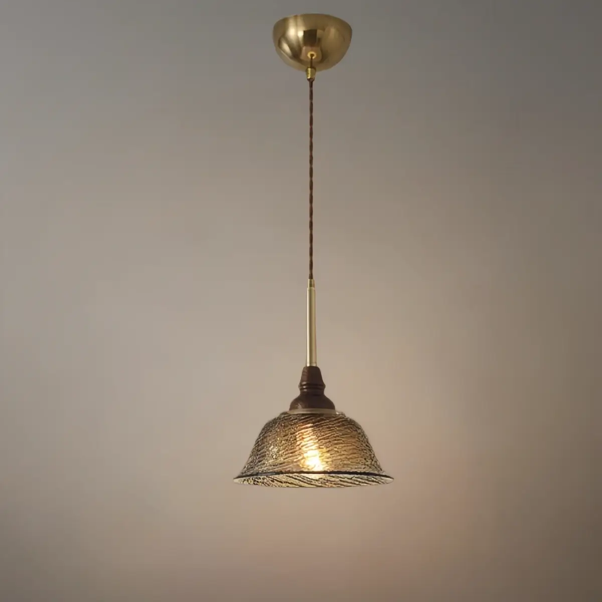 Vintage Pendant Light -- Iron Glass & Walnut Wood for Dining Room - Flindria