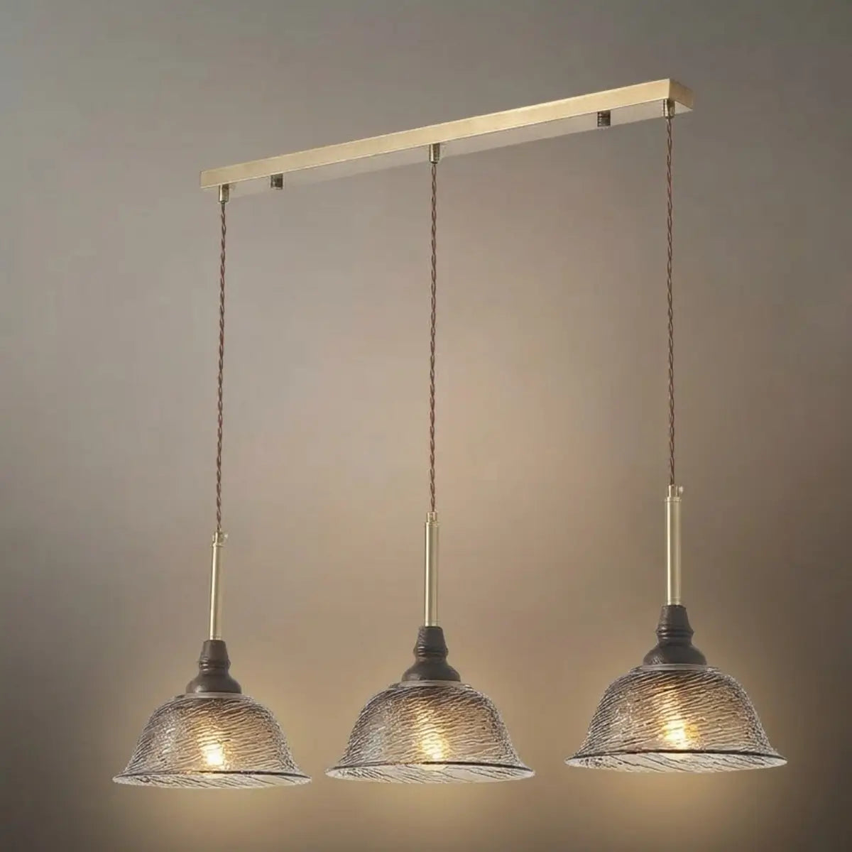 Vintage Pendant Light -- Iron Glass & Walnut Wood for Dining Room - Flindria