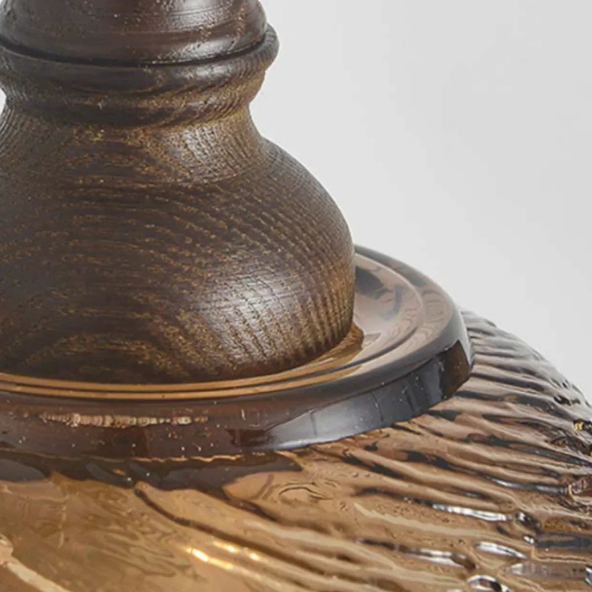 Vintage Pendant Light -- Iron Glass & Walnut Wood for Dining Room - Flindria