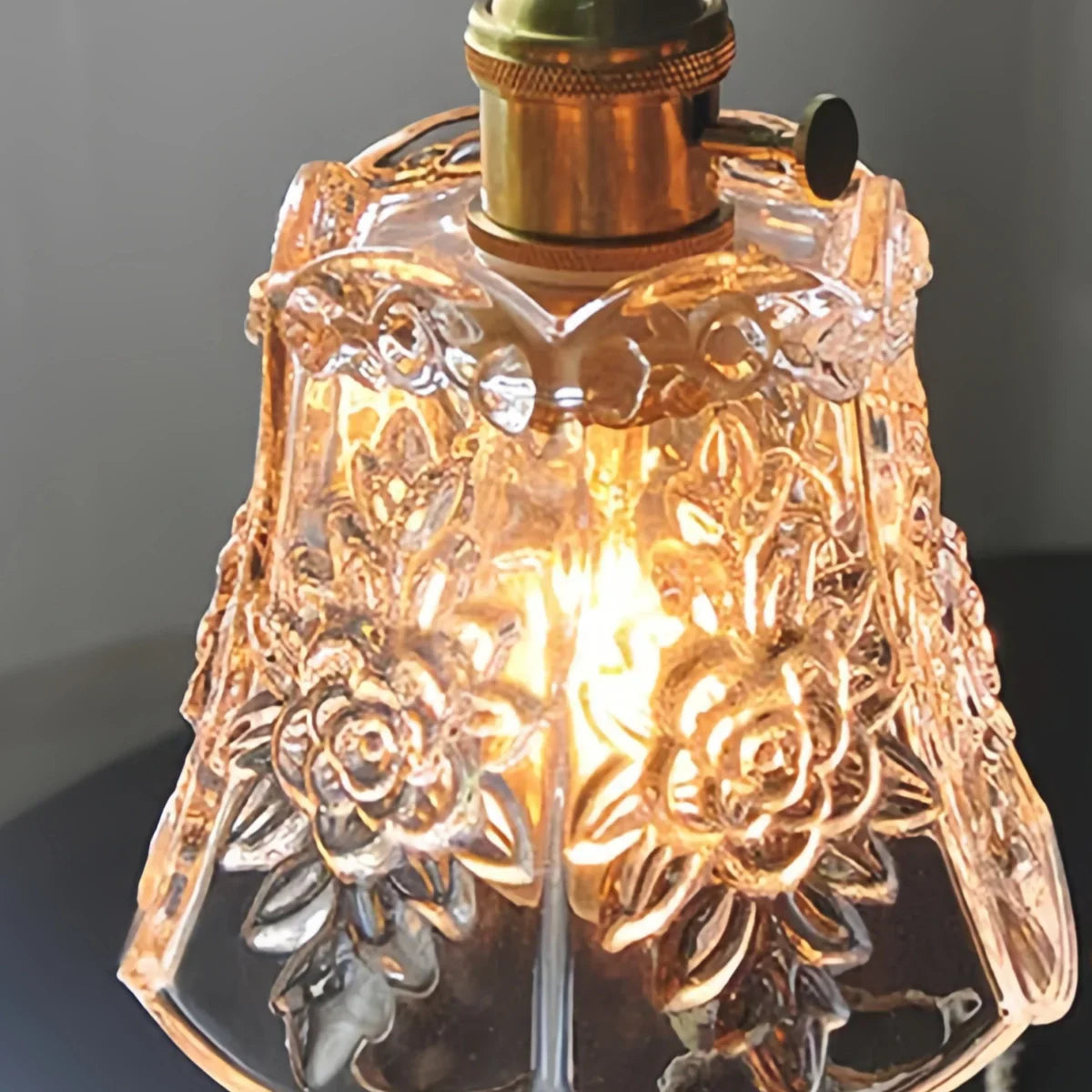 Classic Brass Glass Pendant Light -- Walnut Wood Accent for Bedroom Entryway - Flindria