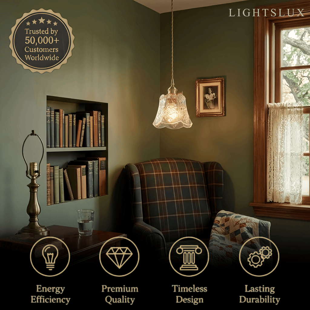 Classic Brass Glass Pendant Light -- Walnut Wood Accent for Bedroom Entryway - Flindria