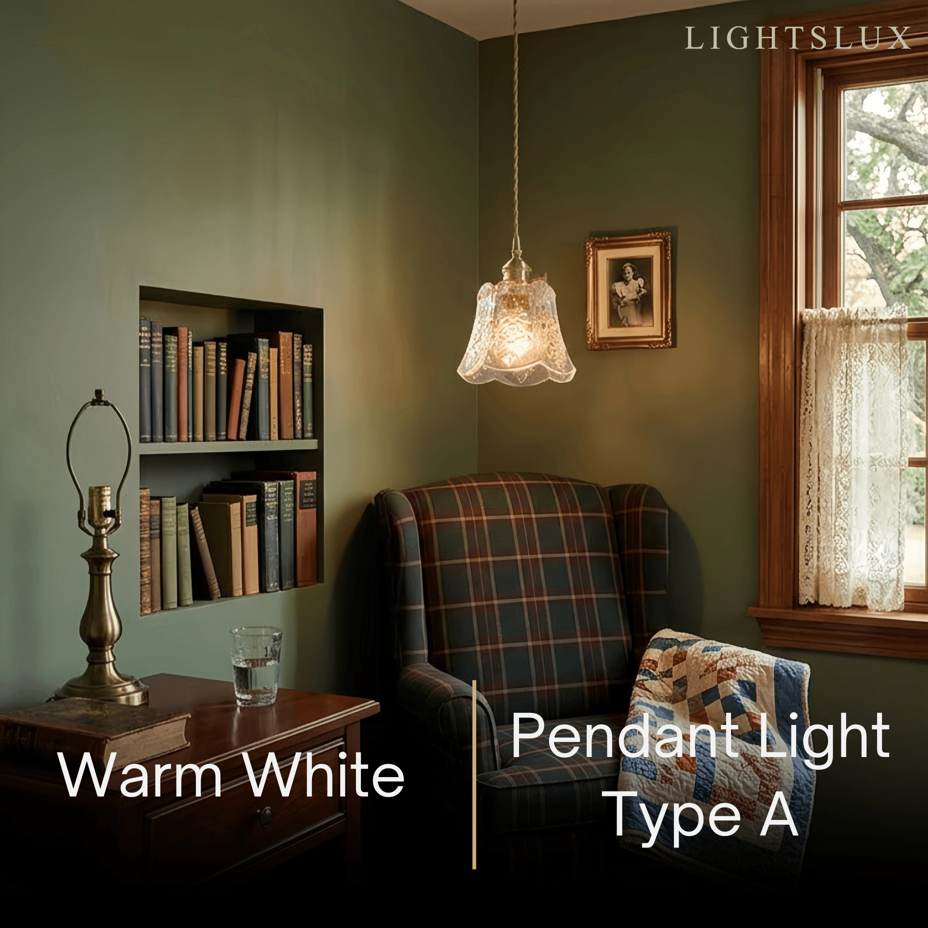 Classic Brass Glass Pendant Light -- Walnut Wood Accent for Bedroom Entryway - Flindria