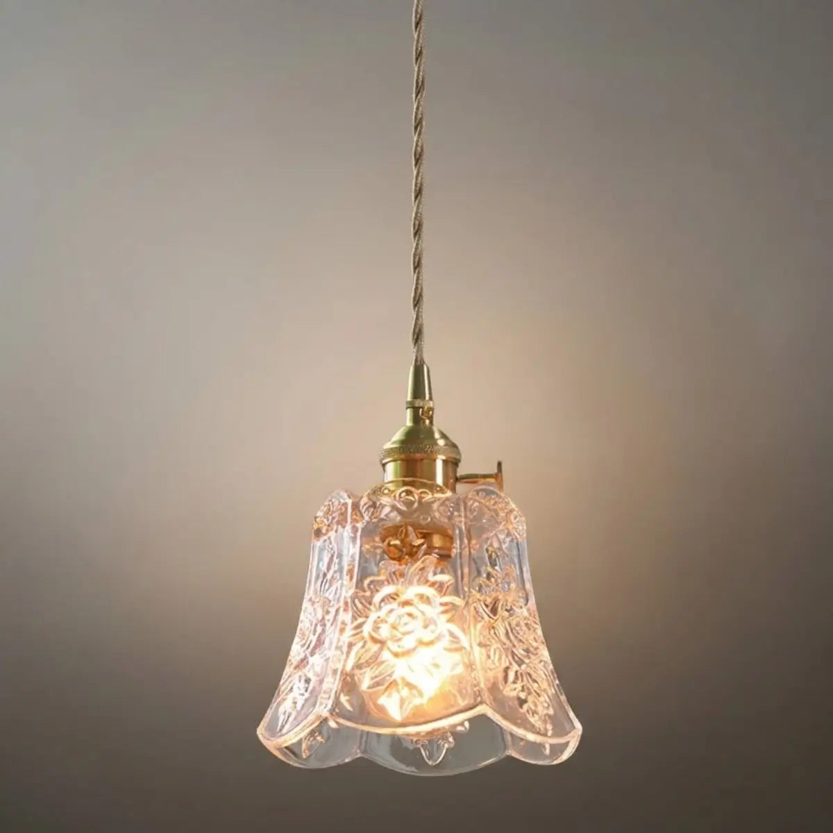 Classic Brass Glass Pendant Light -- Walnut Wood Accent for Bedroom Entryway - Flindria