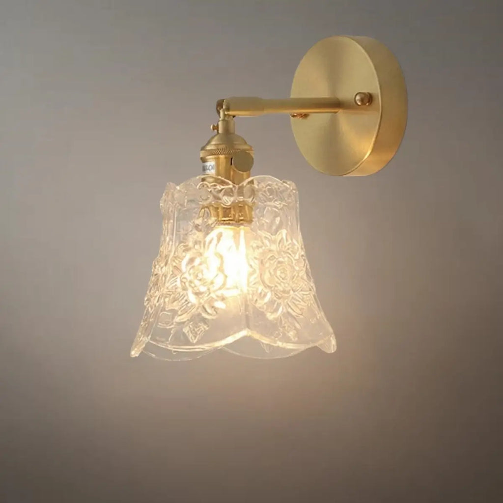 Classic Brass Glass Pendant Light -- Walnut Wood Accent for Bedroom Entryway - Flindria