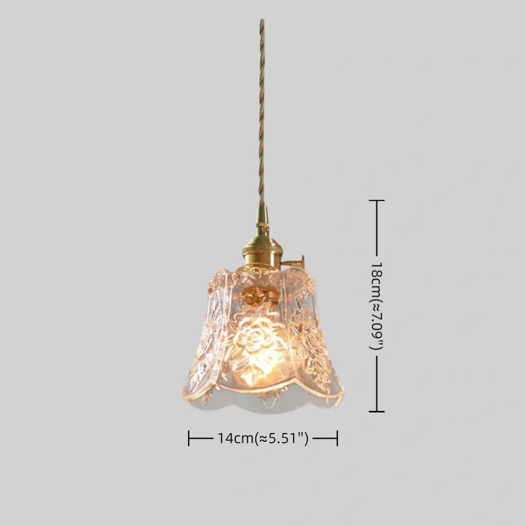 Classic Brass Glass Pendant Light -- Walnut Wood Accent for Bedroom Entryway - Flindria